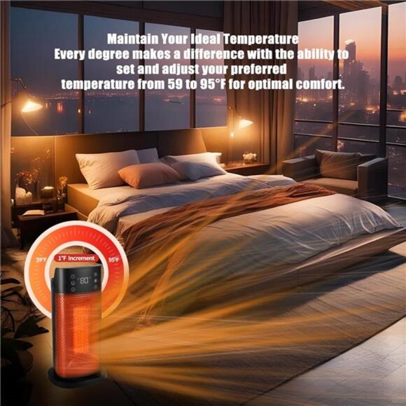 Portable Space Heater Indoor–Fast Heating, PTC Ceramic Heating with Remote - Picture 7 of 8